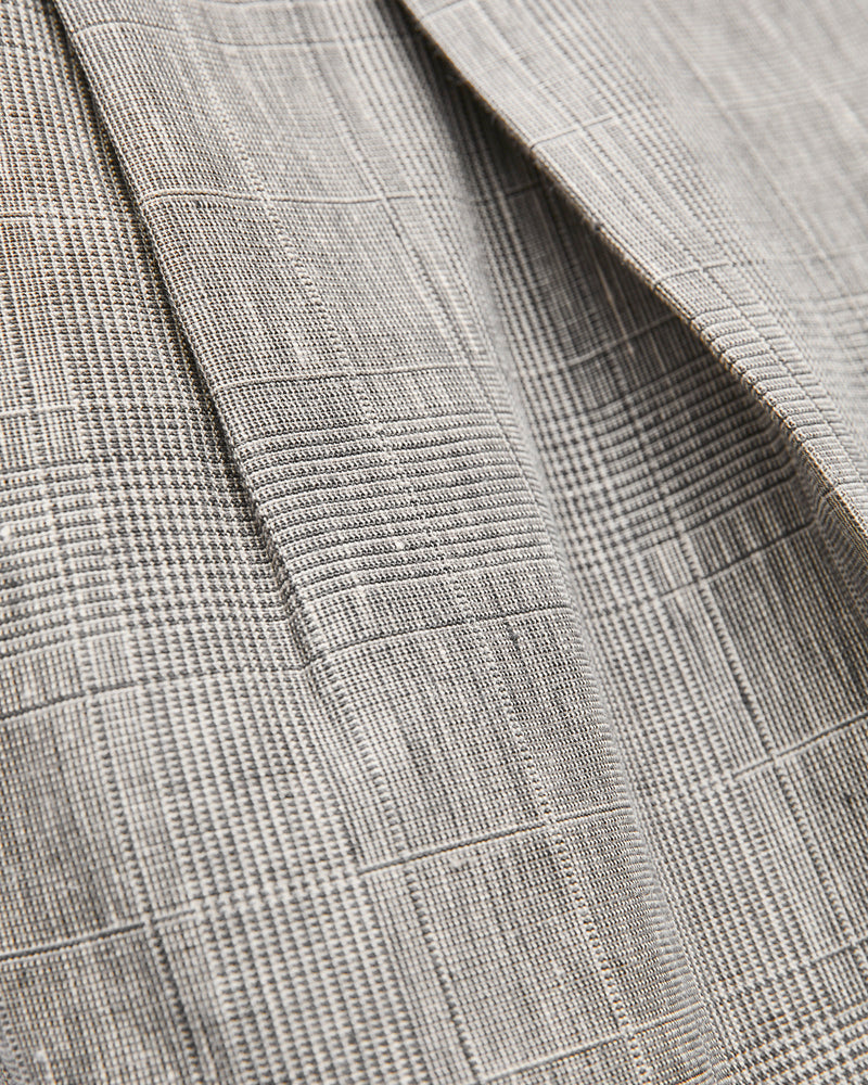 Linen Mohair Shoecut Slacks in Glen Plaid