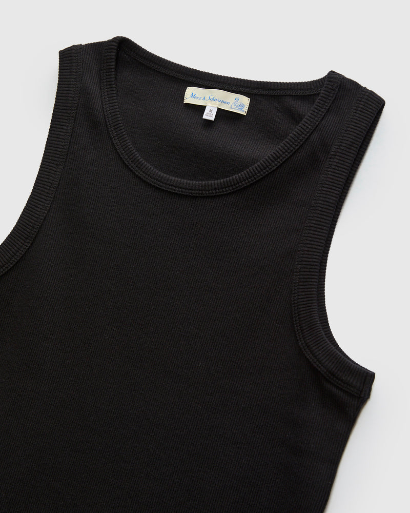 7.2oz Ribbed Tanktop in Deep Black