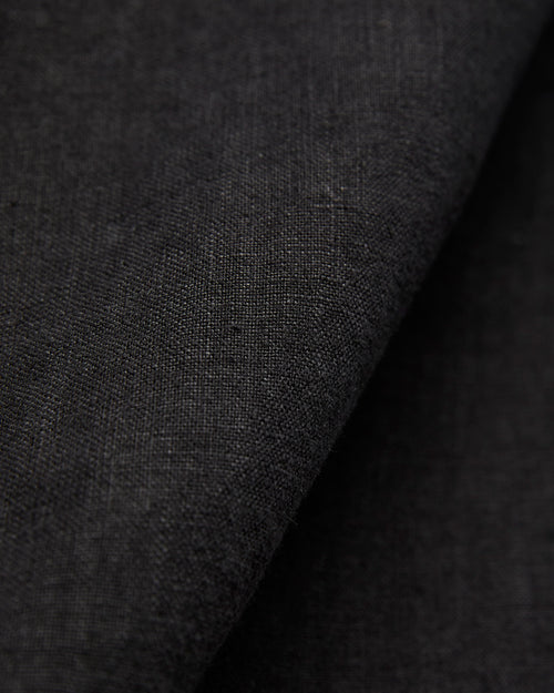 Linen Bowling Short Sleeve Shirt in Deep Black