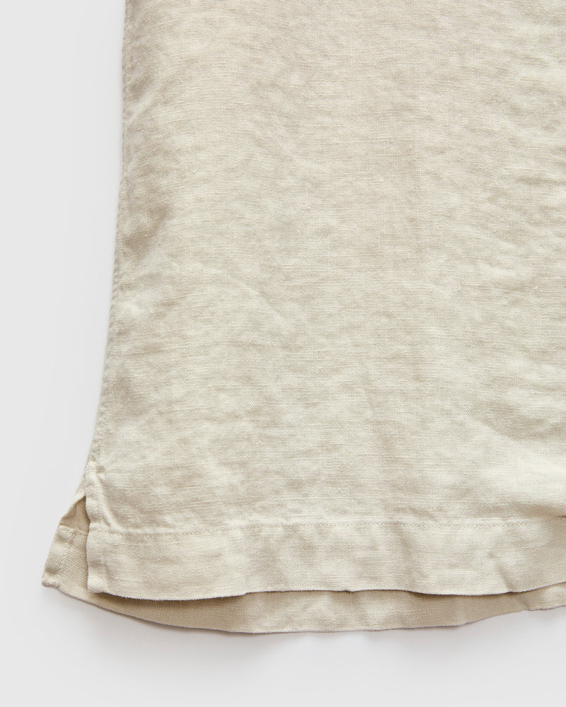 Linen Bowling Short Sleeve Shirt in Light Stone