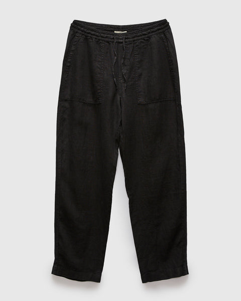 Workers Linen Drawstring Pants in Deep Black – Blue Owl Workshop