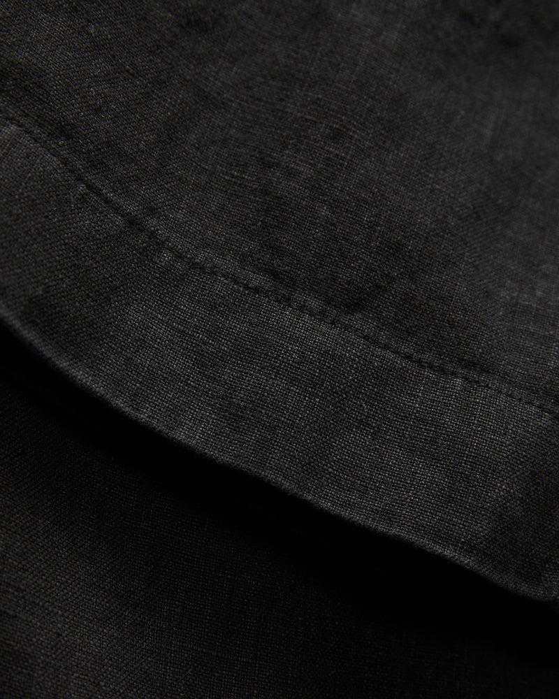 Workers Linen Drawstring Pants in Deep Black