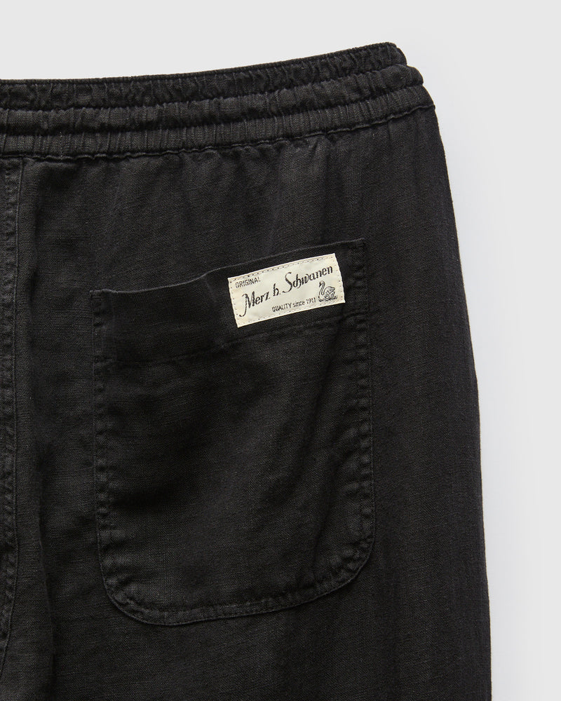Workers Linen Drawstring Pants in Deep Black