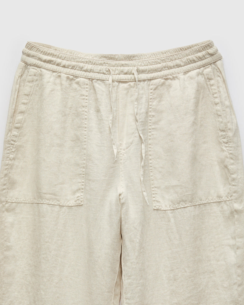 Workers Linen Drawstring Pants in Light Stone