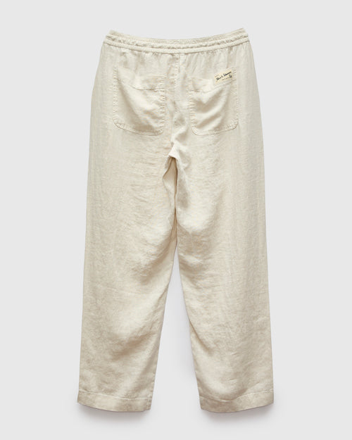 Workers Linen Drawstring Pants in Light Stone