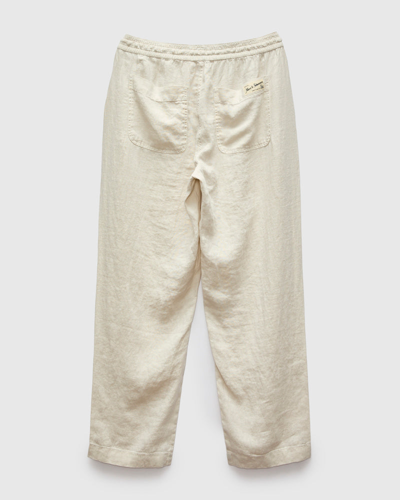 Workers Linen Drawstring Pants in Light Stone