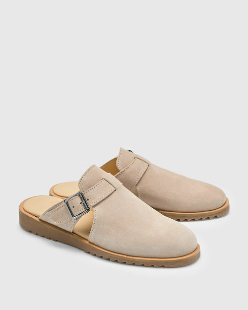 Athenes Mule in Velours Gres