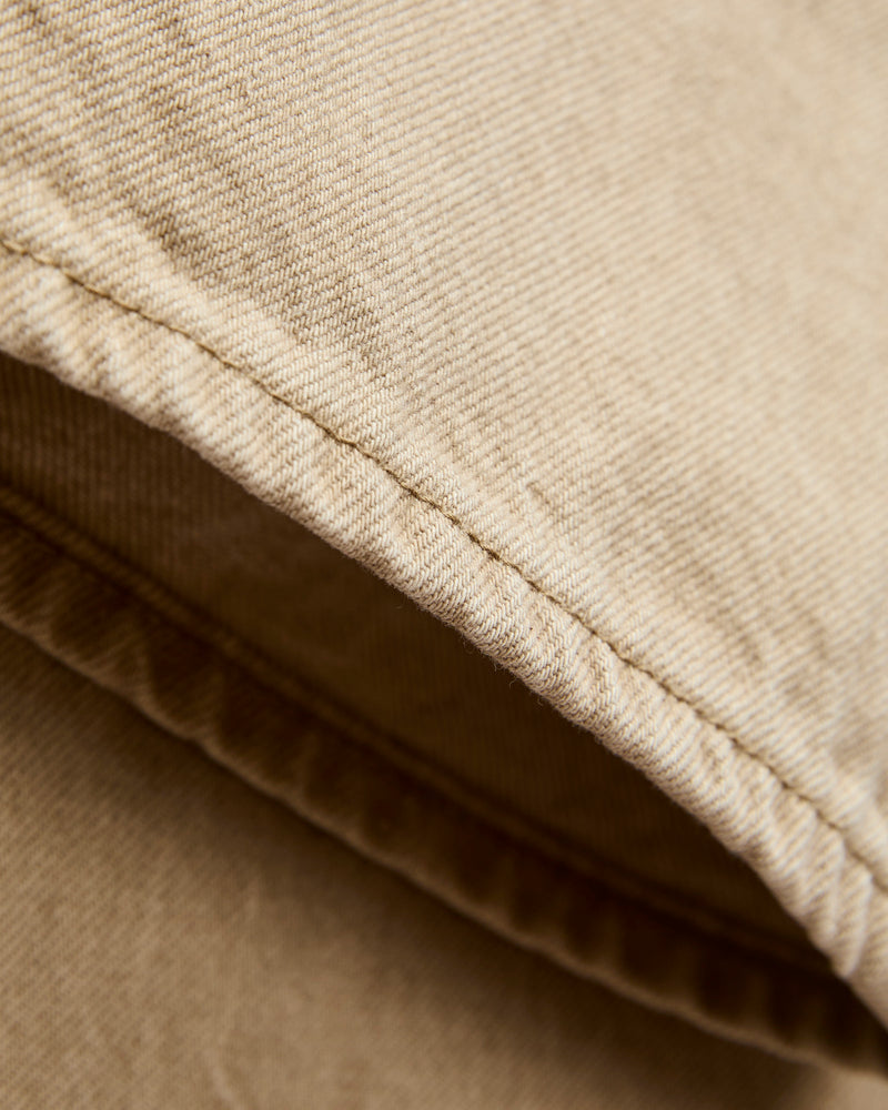 13.5oz Beige Garment Dyed Denim - 50s Straight Fit