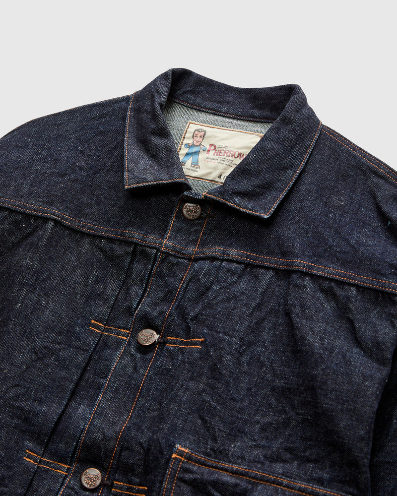 400J 13.5oz Rinsed Denim Type 1 Jacket in Indigo