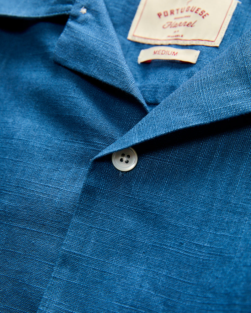 Embroidery Nature Ramie Shirt in Blue