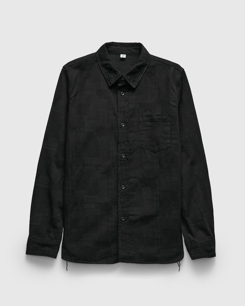Jacquard Boro Patchwork Button Up Shirt in Double Black – Blue Owl