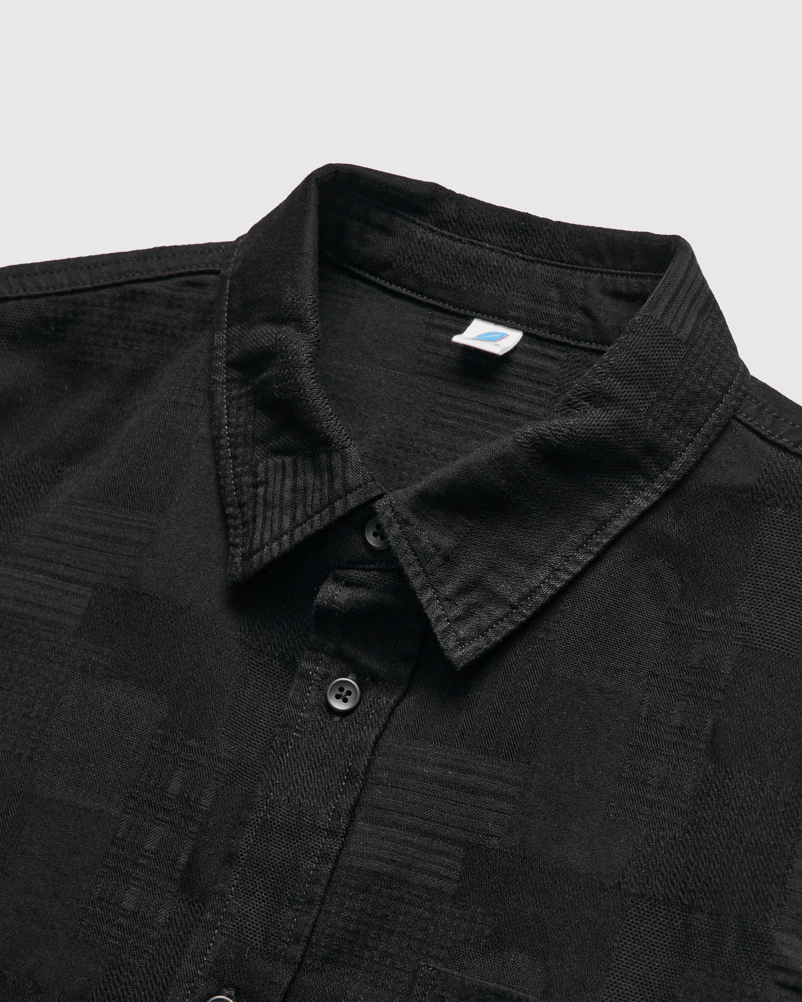 Jacquard Boro Patchwork Button Up Shirt in Double Black – Blue Owl