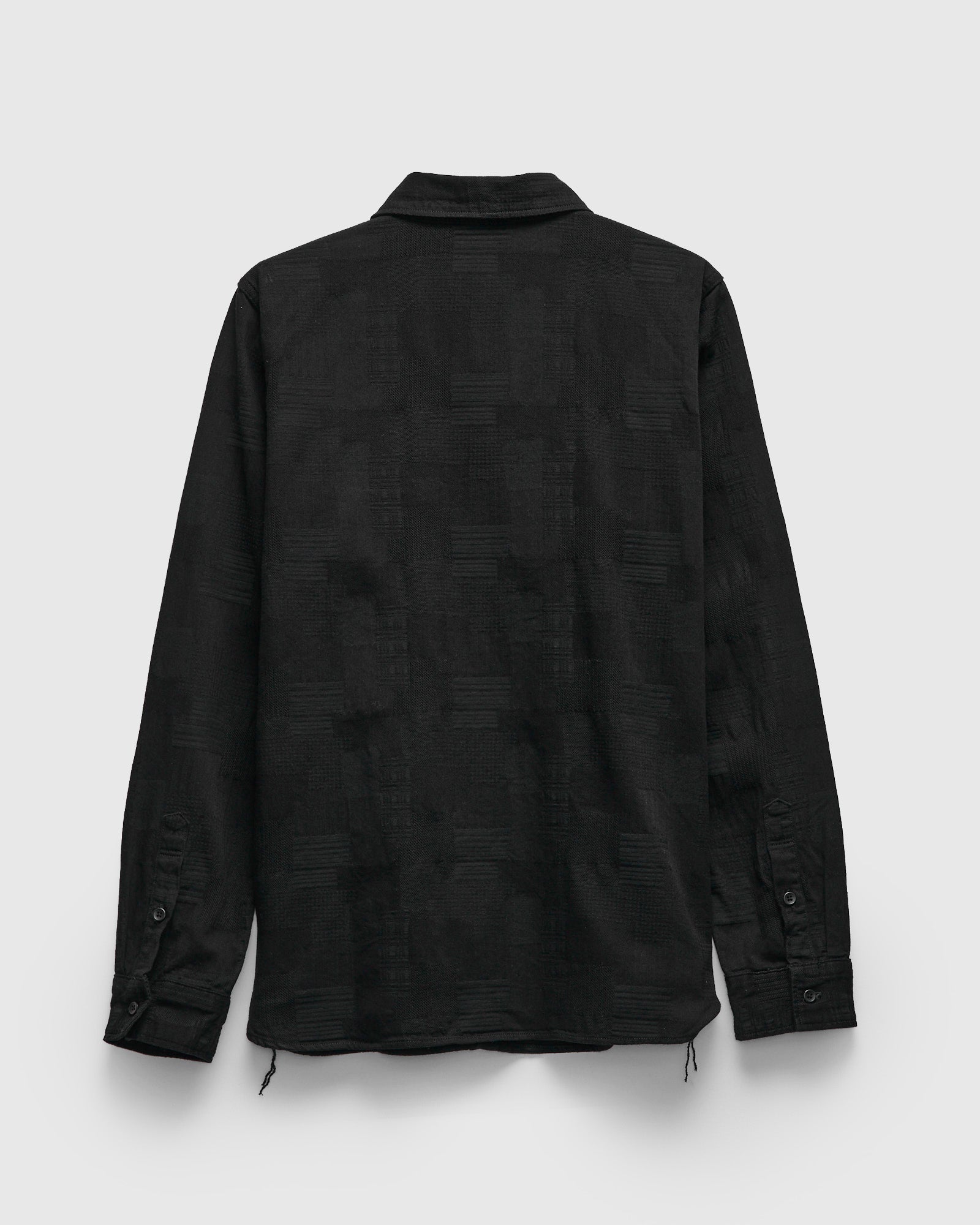 Jacquard Boro Patchwork Button Up Shirt in Double Black – Blue Owl