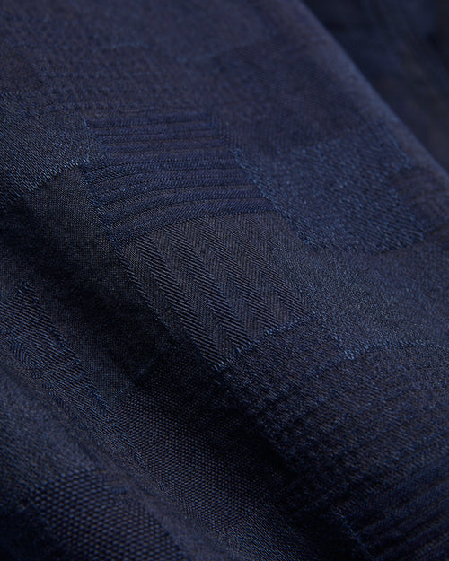 Jacquard Boro Patchwork Button Up Shirt in Double Indigo