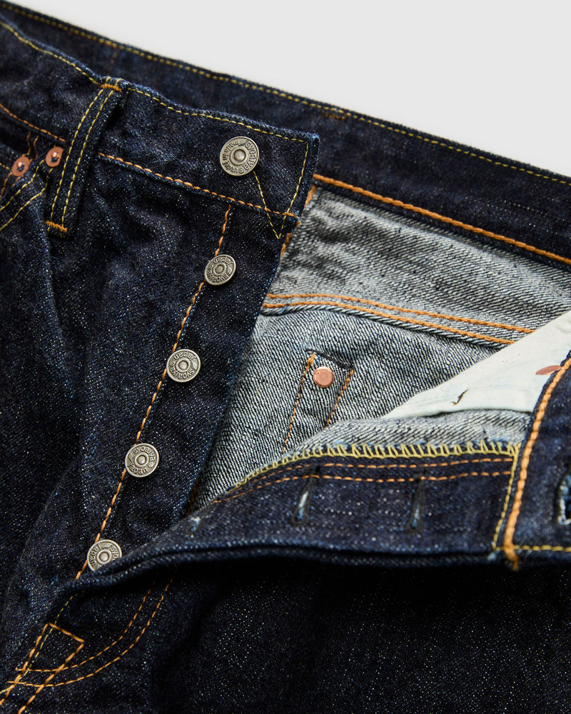 XX-002 14oz Rinsed Selvedge Denim - Piped Straight Fit