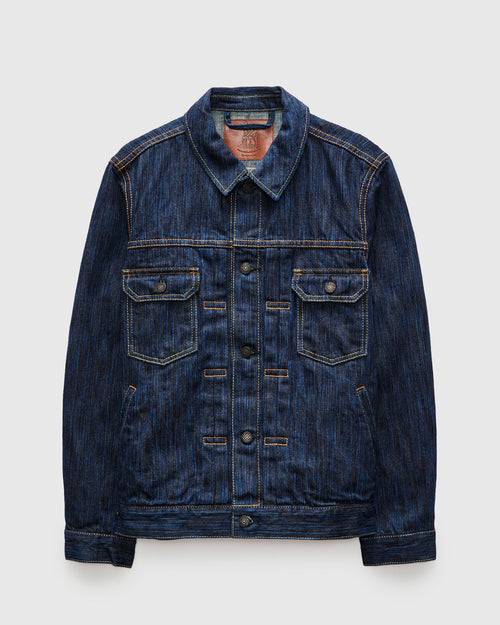 "Dark Waterfall" 14.5oz Type-2 Denim Jacket in Indigo