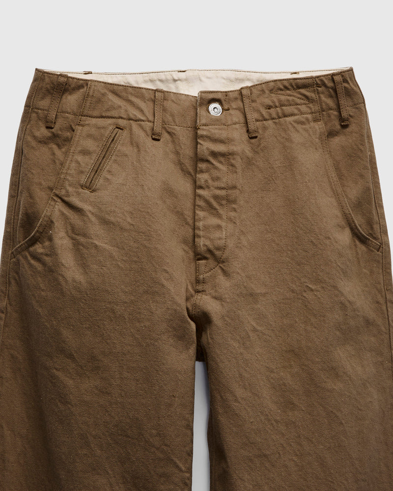 Heavy Chino Wide Straight Trousers in Khaki