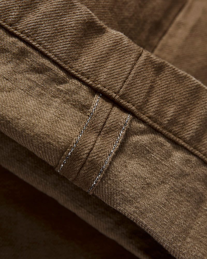 Heavy Chino Wide Straight Trousers in Khaki