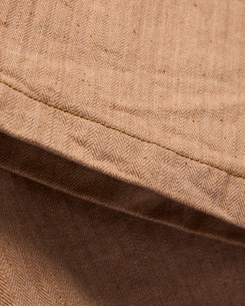 "Fox Cotton" Herringbone Baker Pants in Brown