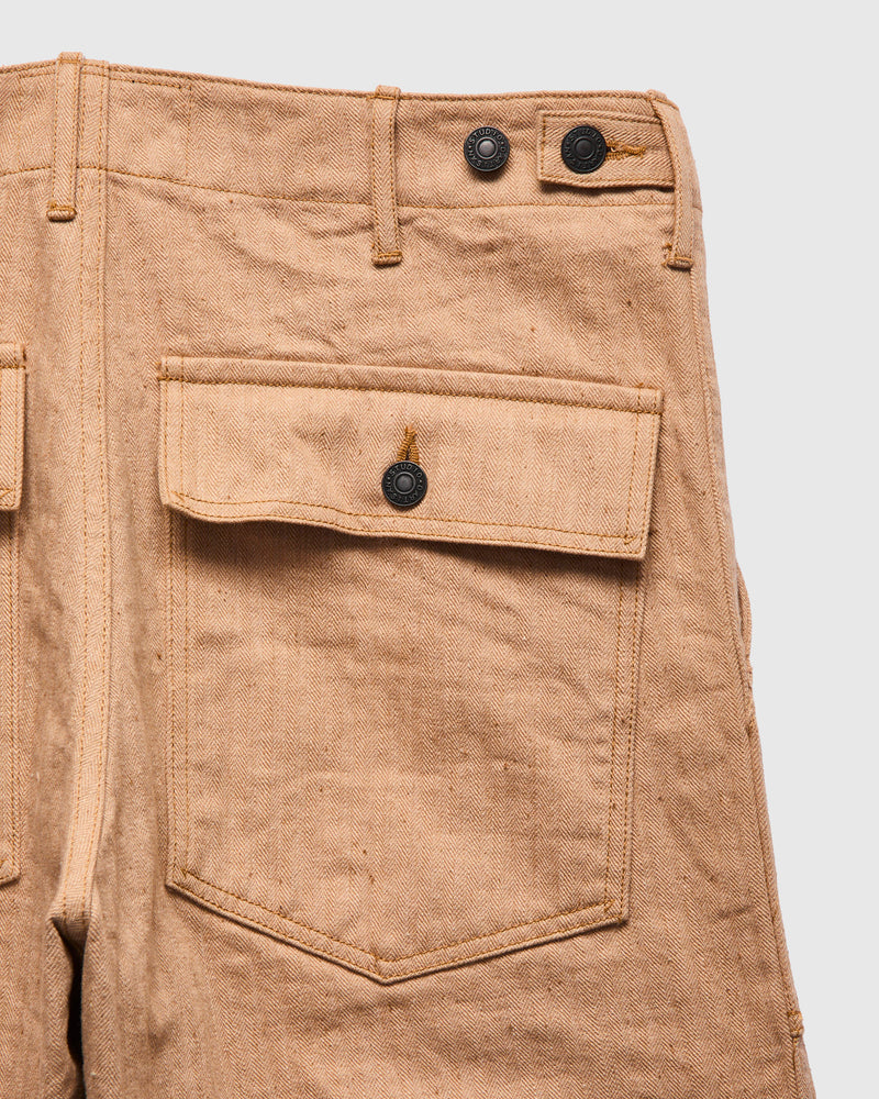 "Fox Cotton" Herringbone Baker Pants in Brown