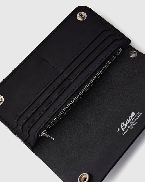 Buco Leather Trucker Wallet in Black