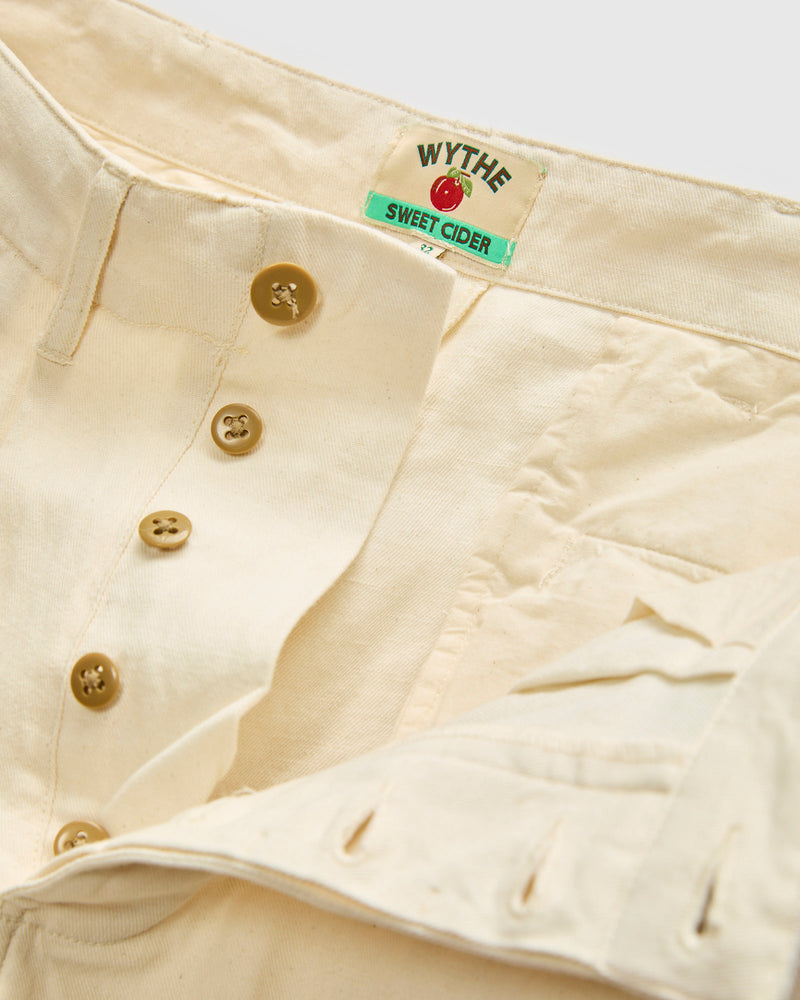 Linen Pleated Chino in Unbleached Ecru