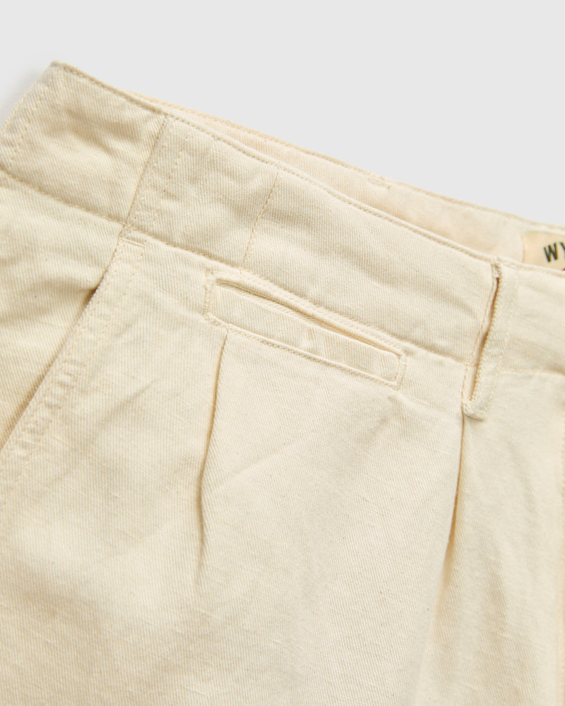 Linen Pleated Chino in Unbleached Ecru