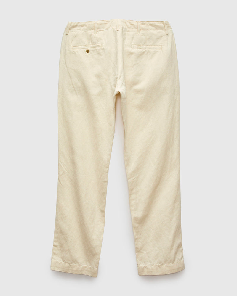 Linen Pleated Chino in Unbleached Ecru