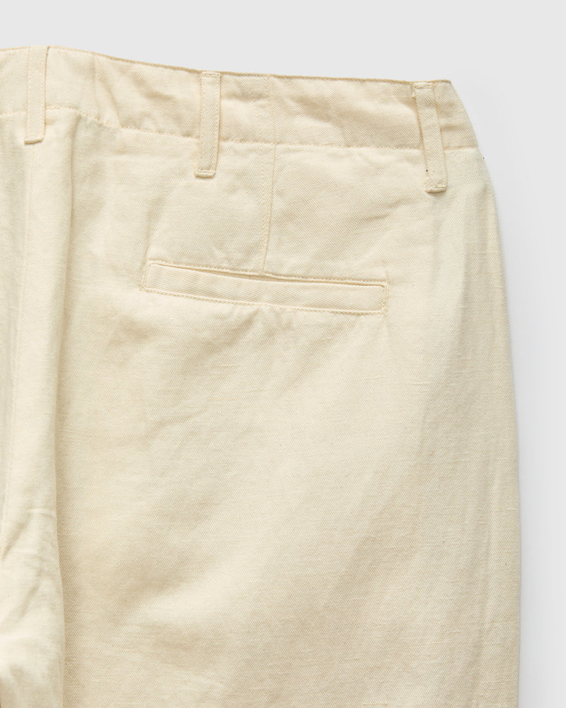 Linen Pleated Chino in Unbleached Ecru