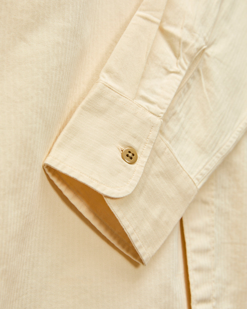Herringbone Officer Shirt in Buttermilk