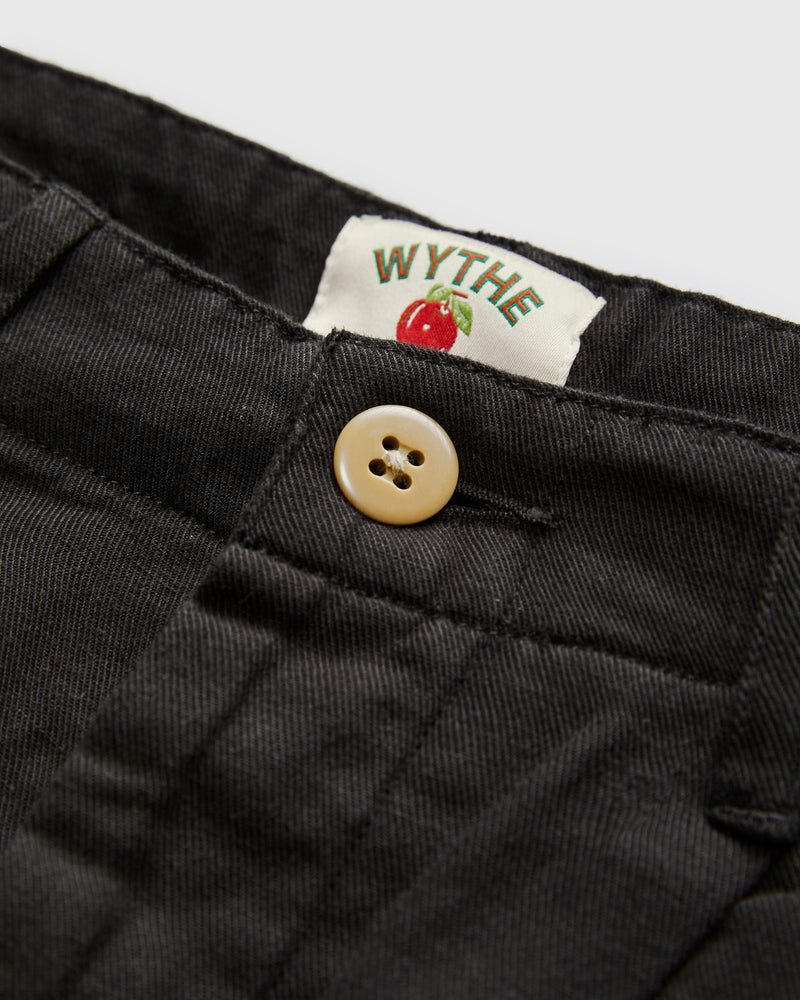 Linen Pleated Chino in Faded Black