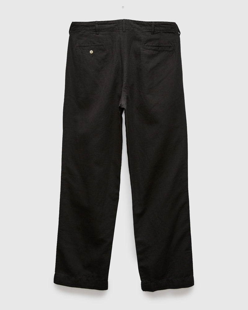 Linen Pleated Chino in Faded Black