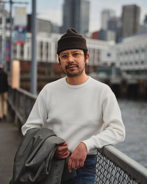 Ball Park Waffle Thermal Shirt in White