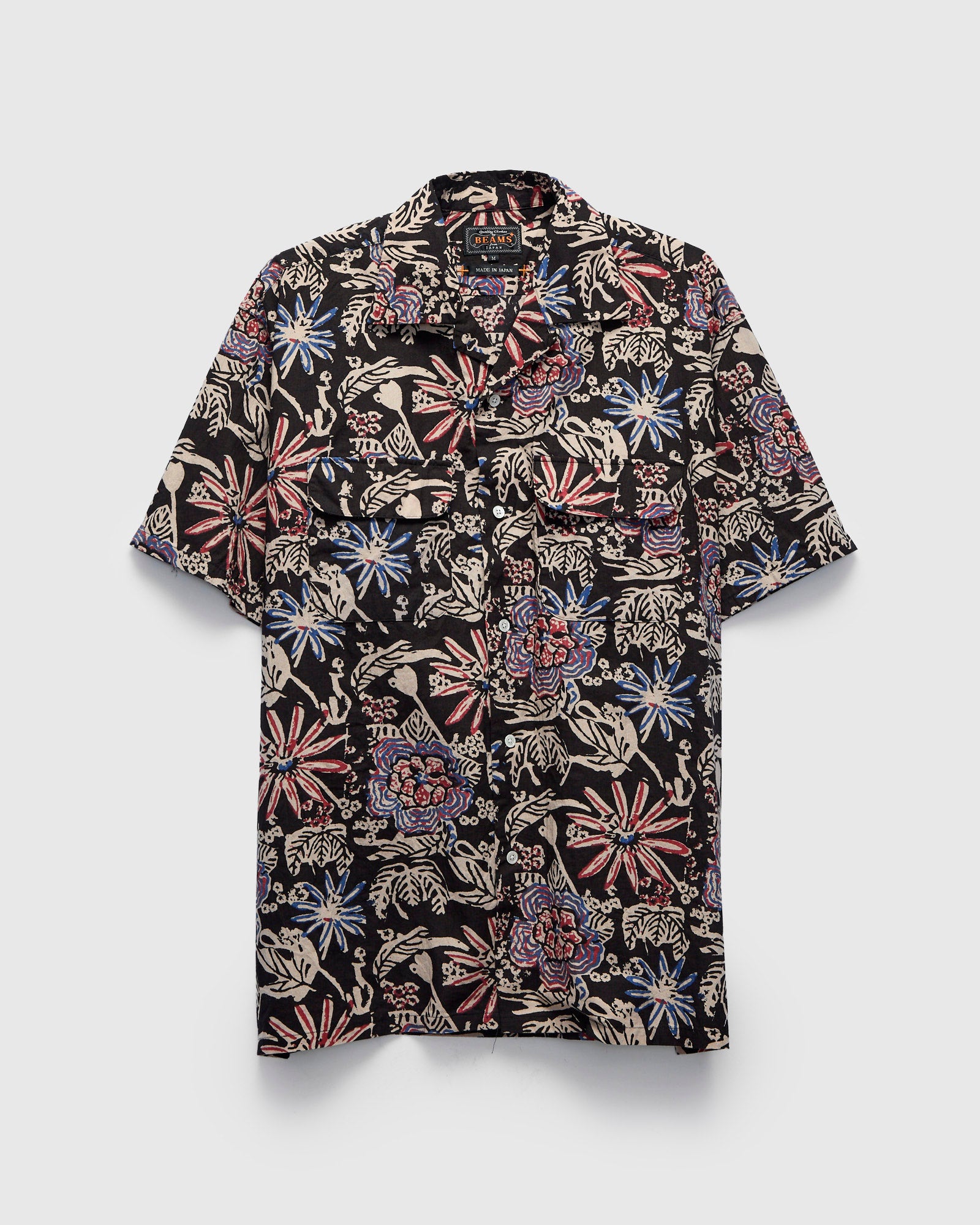 Block Print Open Collar Shirt in Black – Blue Owl Workshop