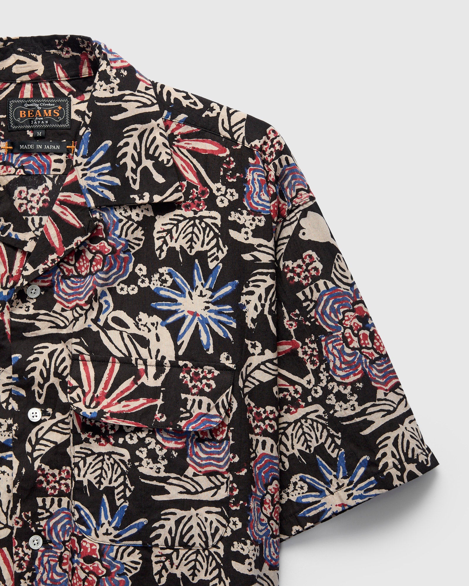 Block Print Open Collar Shirt in Black – Blue Owl Workshop