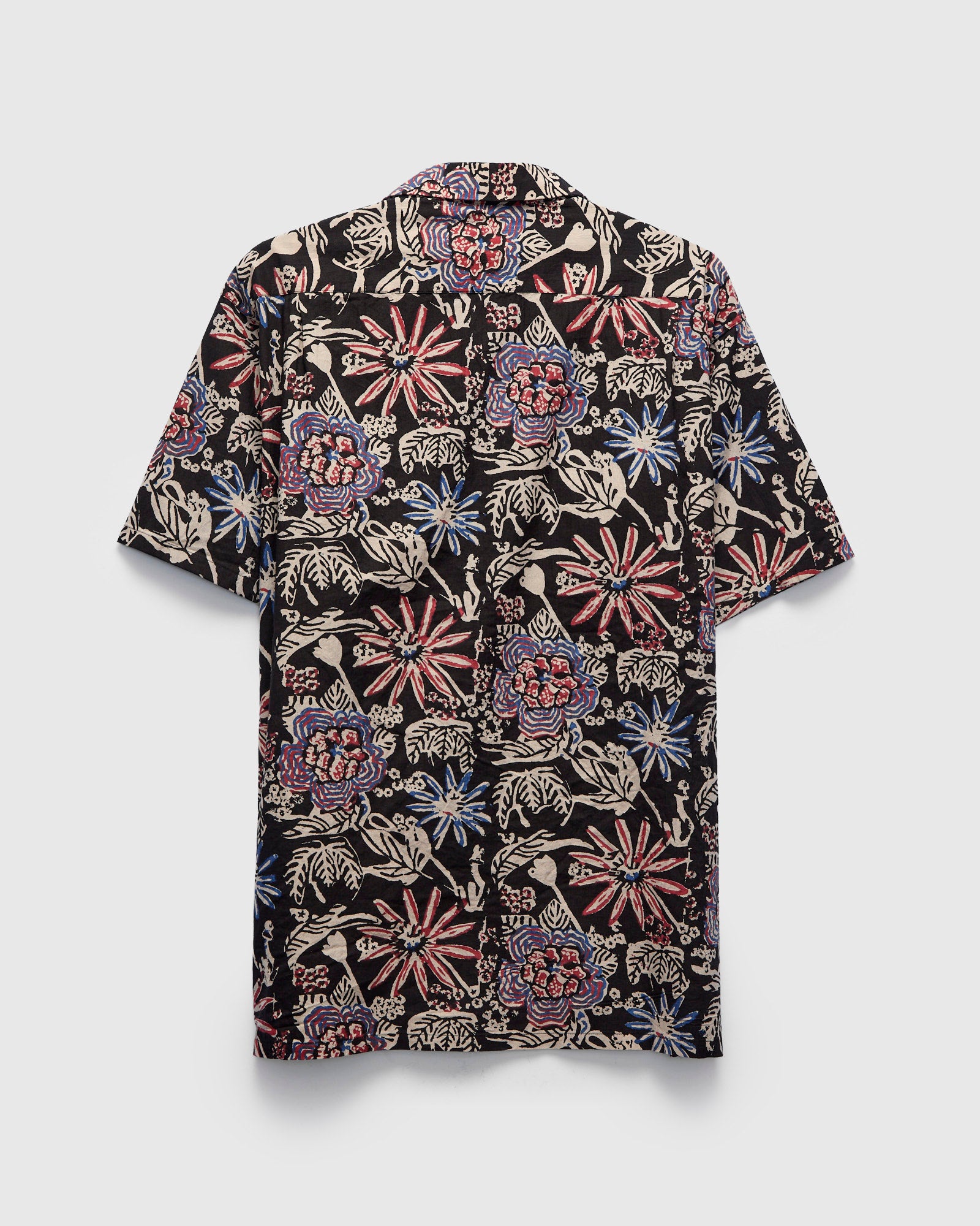 Block Print Open Collar Shirt in Black – Blue Owl Workshop