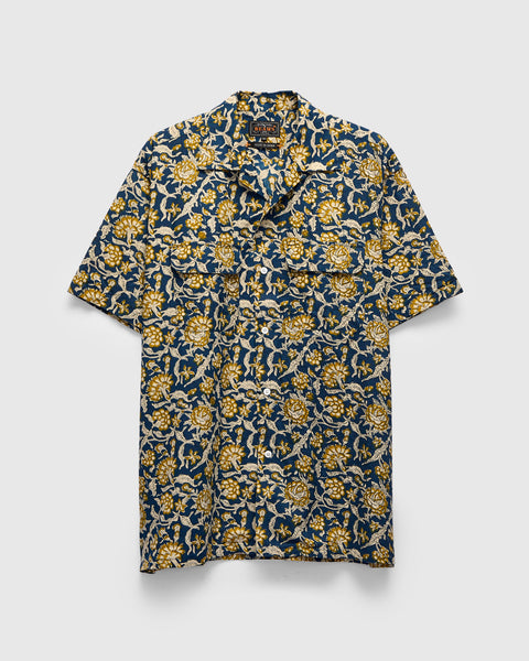 Block Print Open Collar Shirt in Blue – Blue Owl Workshop