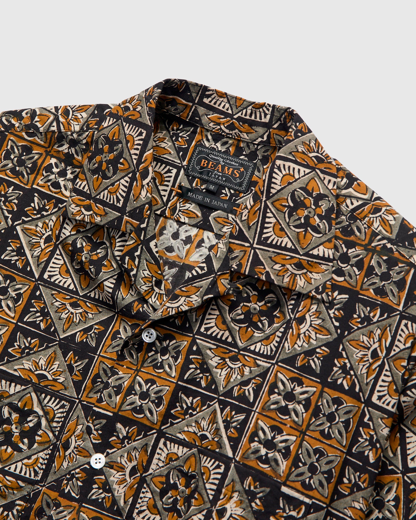 Block Print Open Collar Shirt in Brown – Blue Owl Workshop