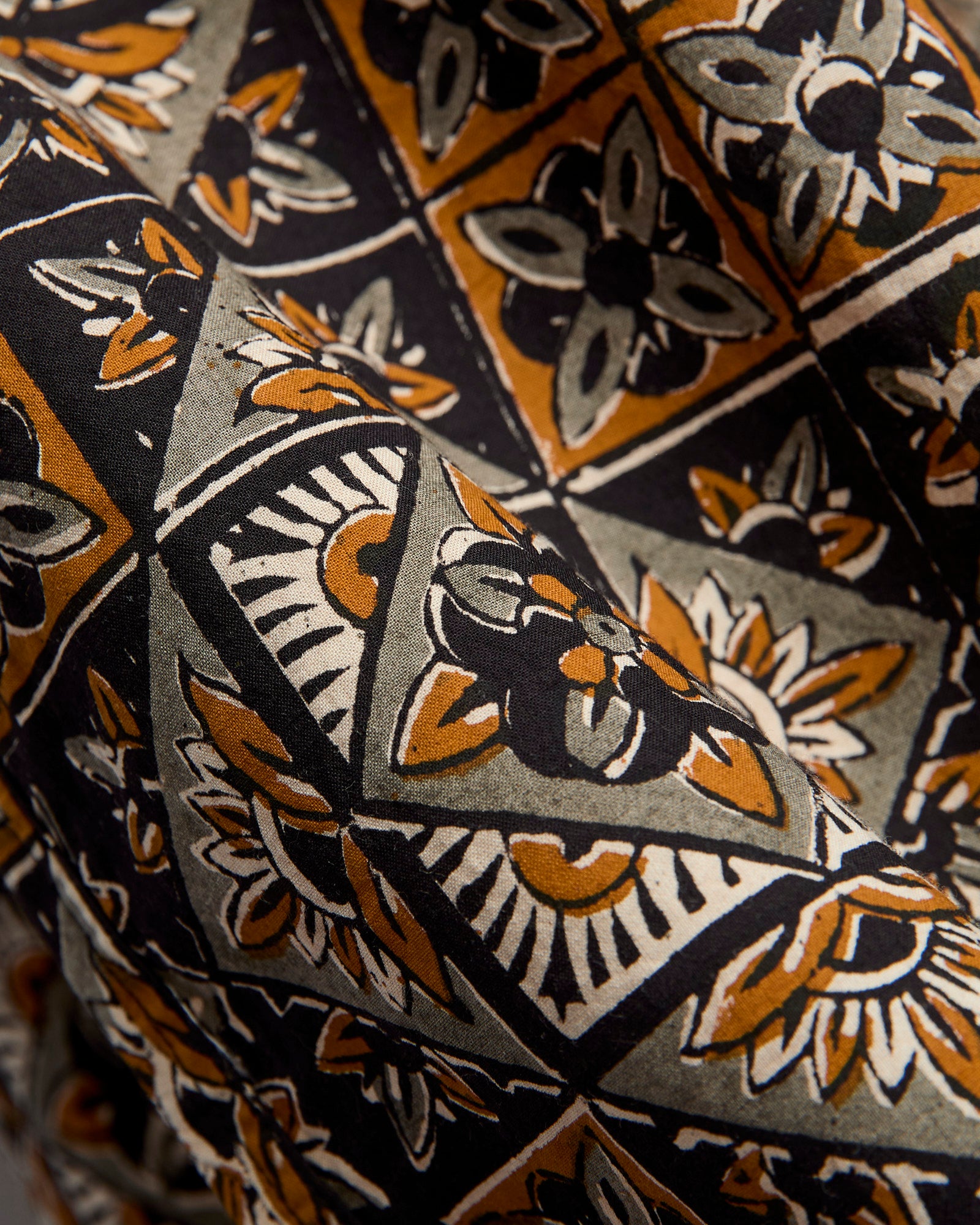 Block Print Open Collar Shirt in Brown – Blue Owl Workshop