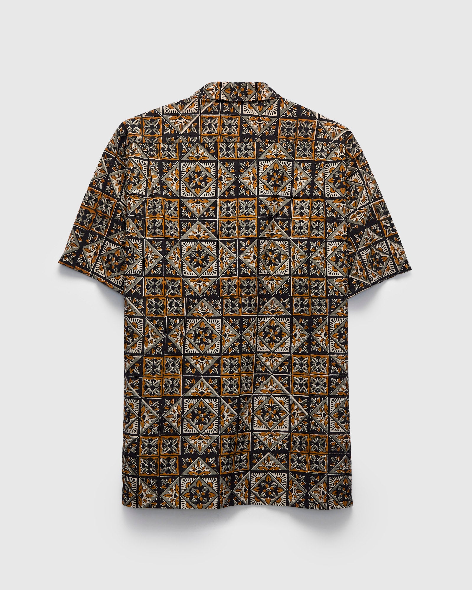 Block Print Open Collar Shirt in Brown – Blue Owl Workshop