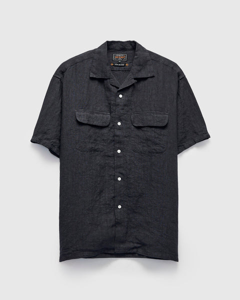 1/40 Linen Open Collar Shirt in Charcoal – Blue Owl Workshop