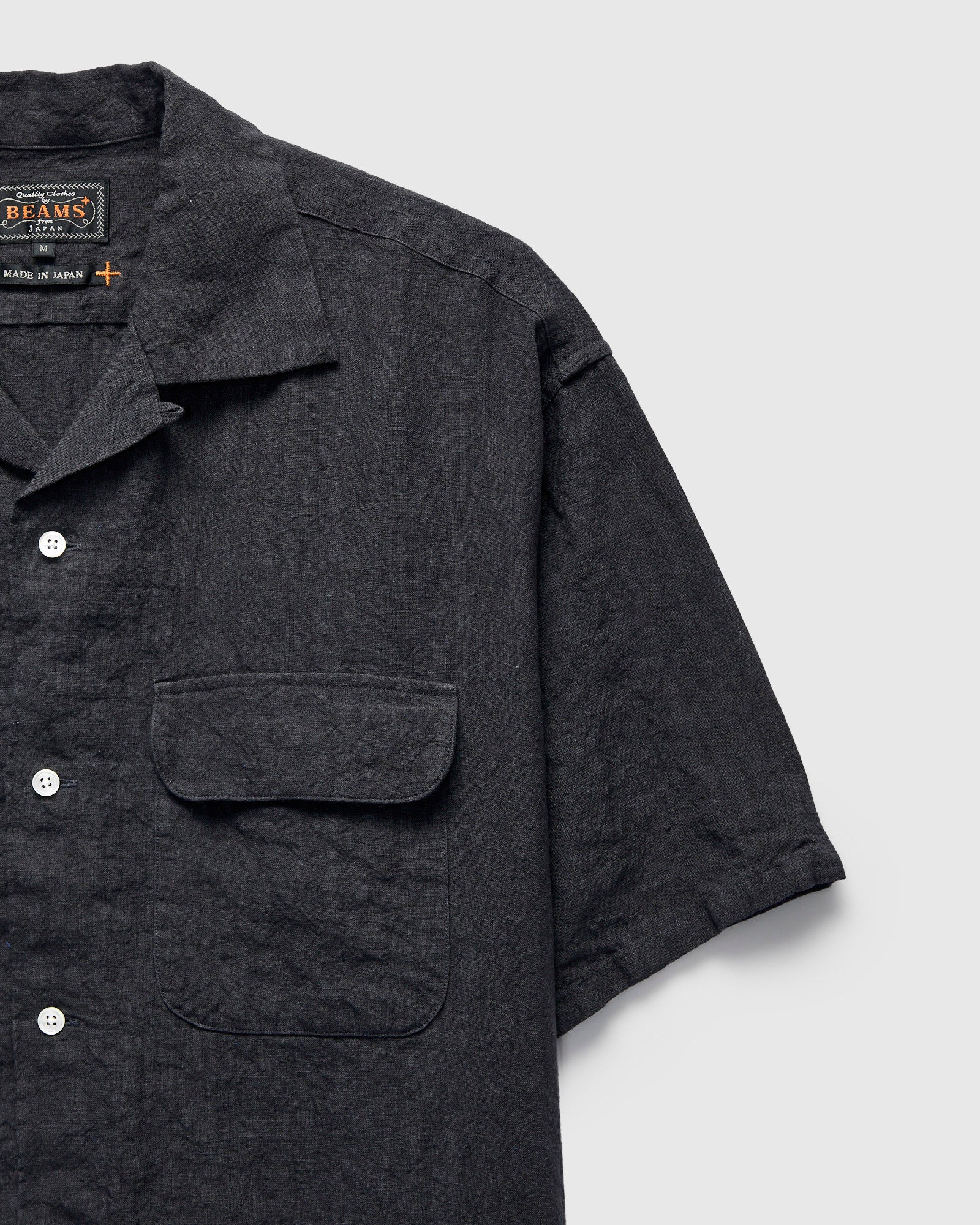 1/40 Linen Open Collar Shirt in Charcoal – Blue Owl Workshop