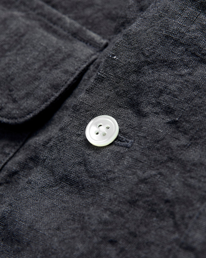 1/40 Linen Open Collar Shirt in Charcoal