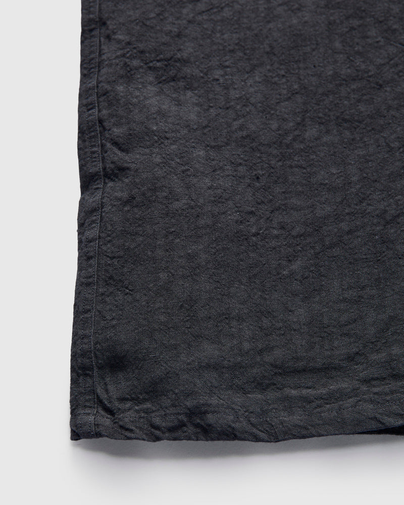 1/40 Linen Open Collar Shirt in Charcoal