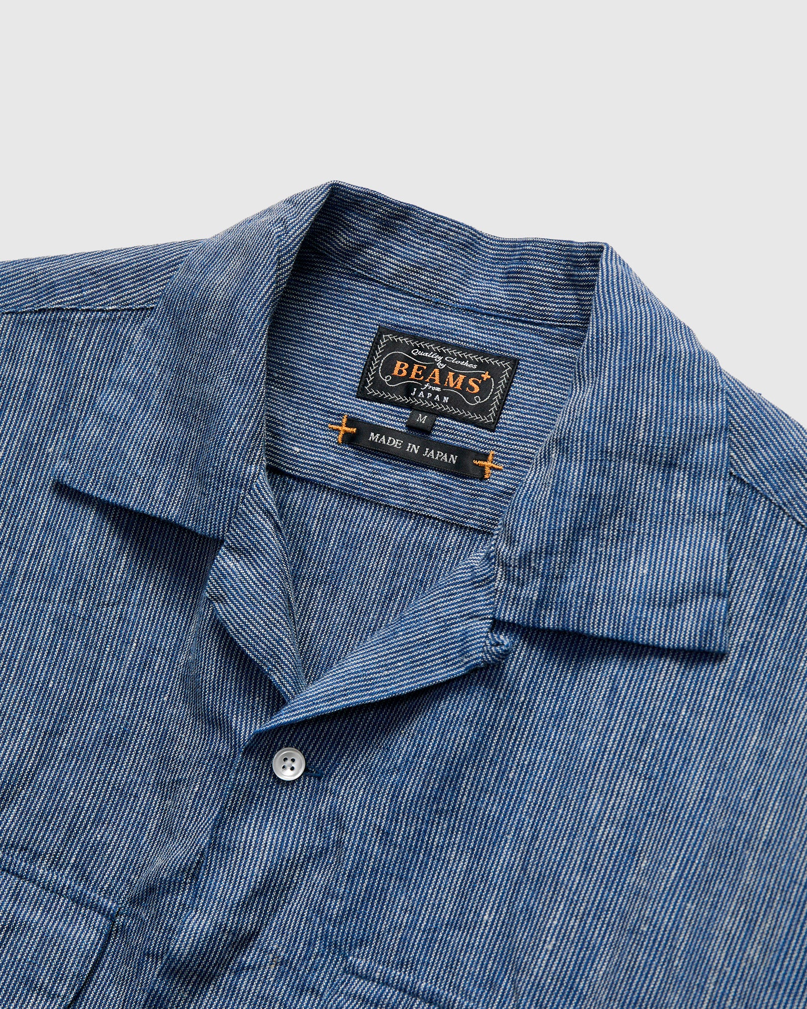 Linen Open Collar Shirt in Indigo Stripe – Blue Owl Workshop
