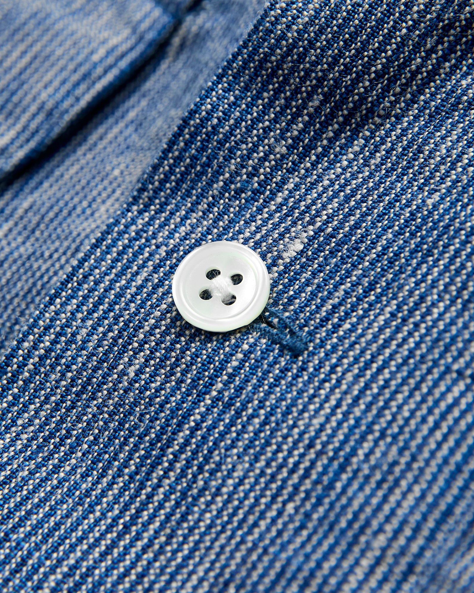 Linen Open Collar Shirt in Indigo Stripe – Blue Owl Workshop