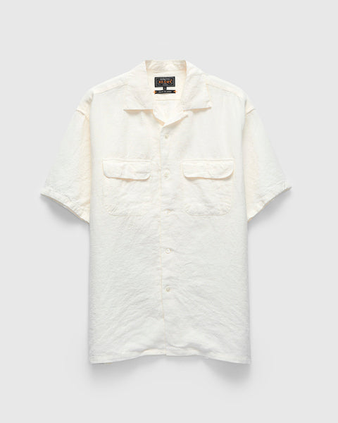1/40 Linen Open Collar Shirt in White – Blue Owl Workshop