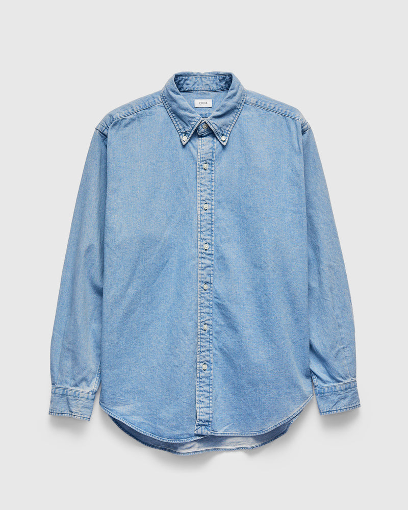 Denim Button-Down Shirt in Light Blue