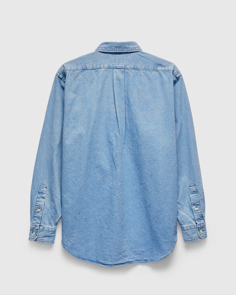 Denim Button-Down Shirt in Light Blue
