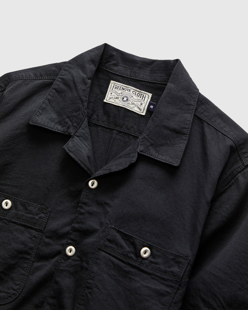 Dayton Short Sleeve Workshirt in Black Herringbone